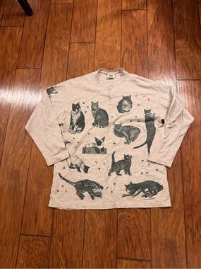 VTG 1994 Relevant T-Shirt Cats All Over Print Shirt Size XL EUC.